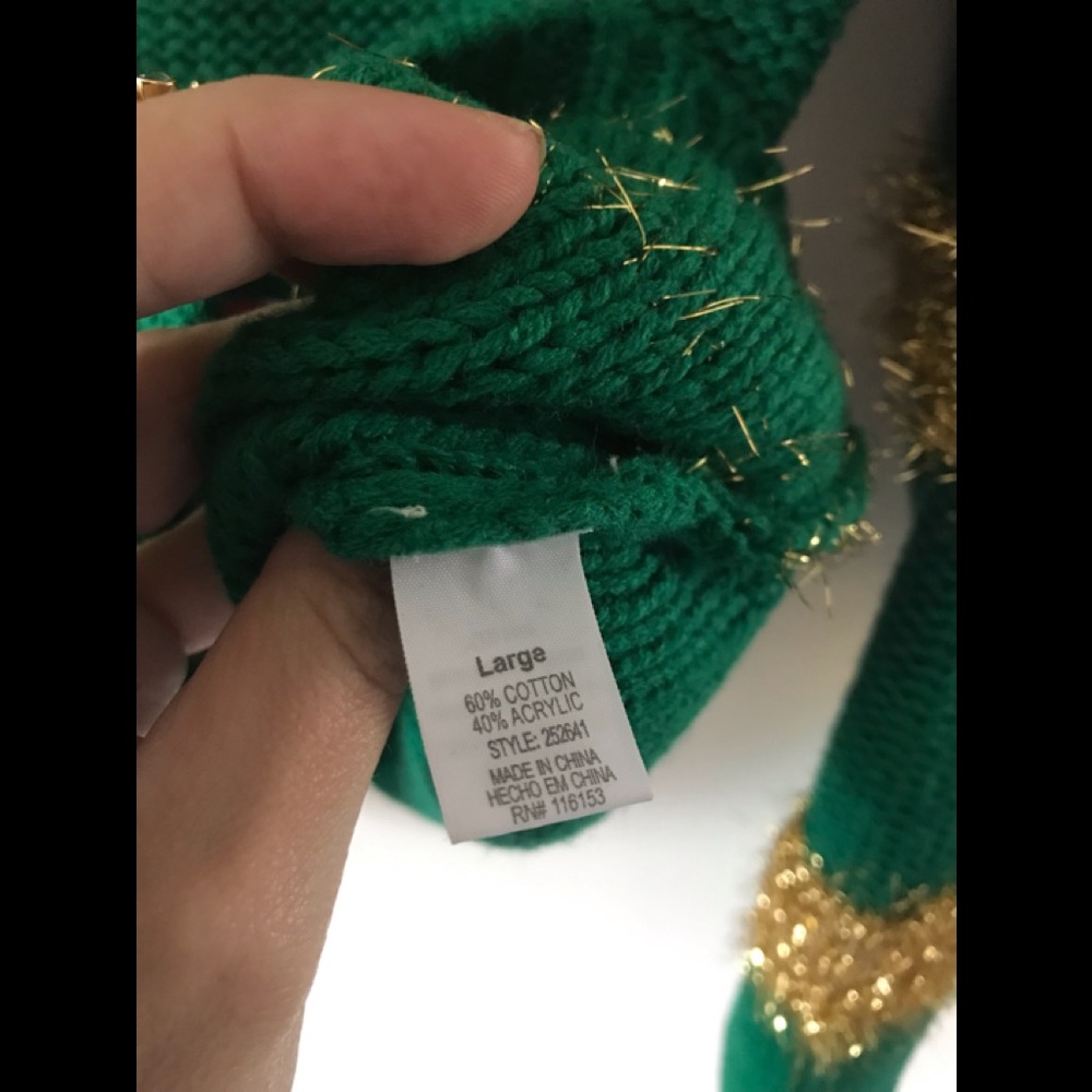 Merry Christmas Gold Tinsel & Candy-cane Sweater Green - Picture 12 of 15